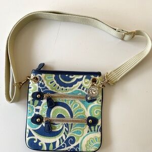 Spartina blue and green floral cross body hipster bag